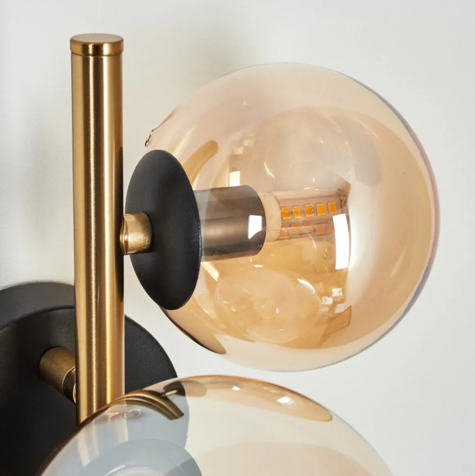 Applique Muralechehalis Led Laiton, Noir, 3 Lumieres