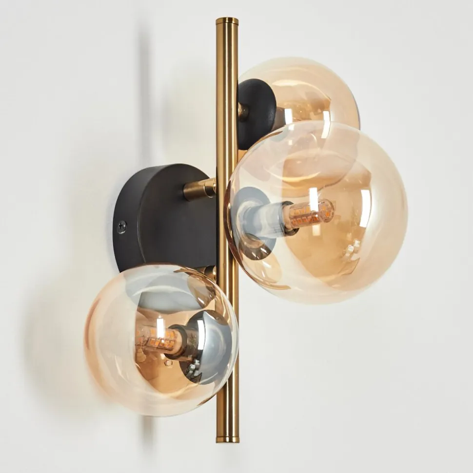 Applique Muralechehalis Led Laiton, Noir, 3 Lumieres