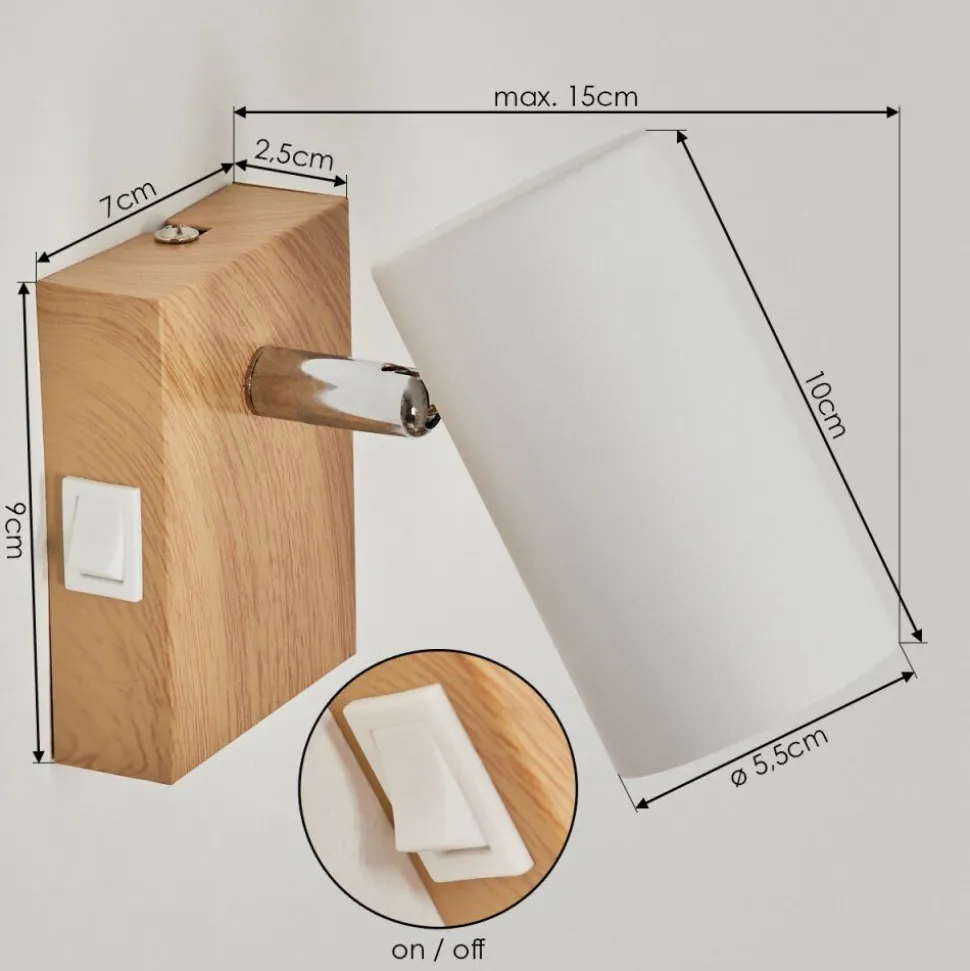 Applique Muralejavel Chrome, Couleur Bois, Ecru, 1 Lumiere