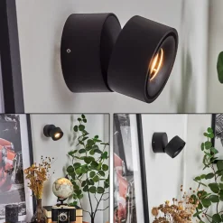 Applique Muralelaonsana Led Noir, 1 Lumiere