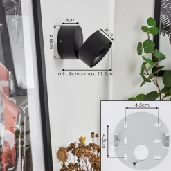 Applique Muralelaonsana Led Noir, 1 Lumiere
