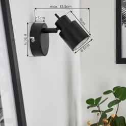 Applique Muralenestavel Led Noir, 1 Lumiere