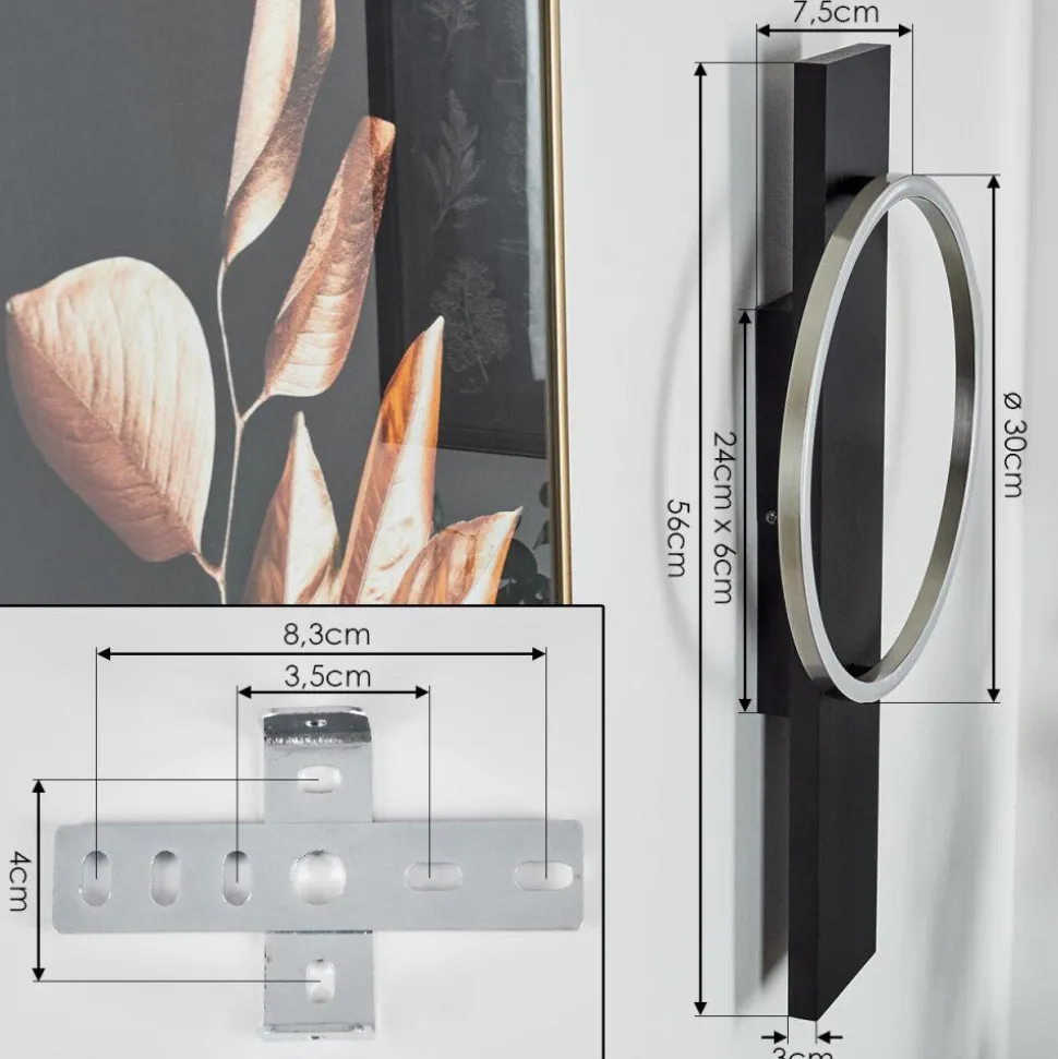 Applique Muralepompu Led Noir, 1 Lumiere
