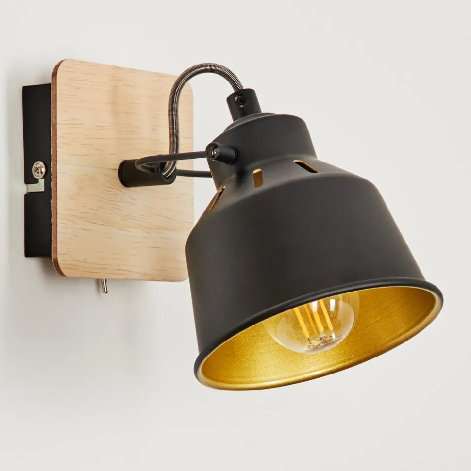 Applique Muralesafari Chrome, Bois Clair, Noir, 1 Lumiere