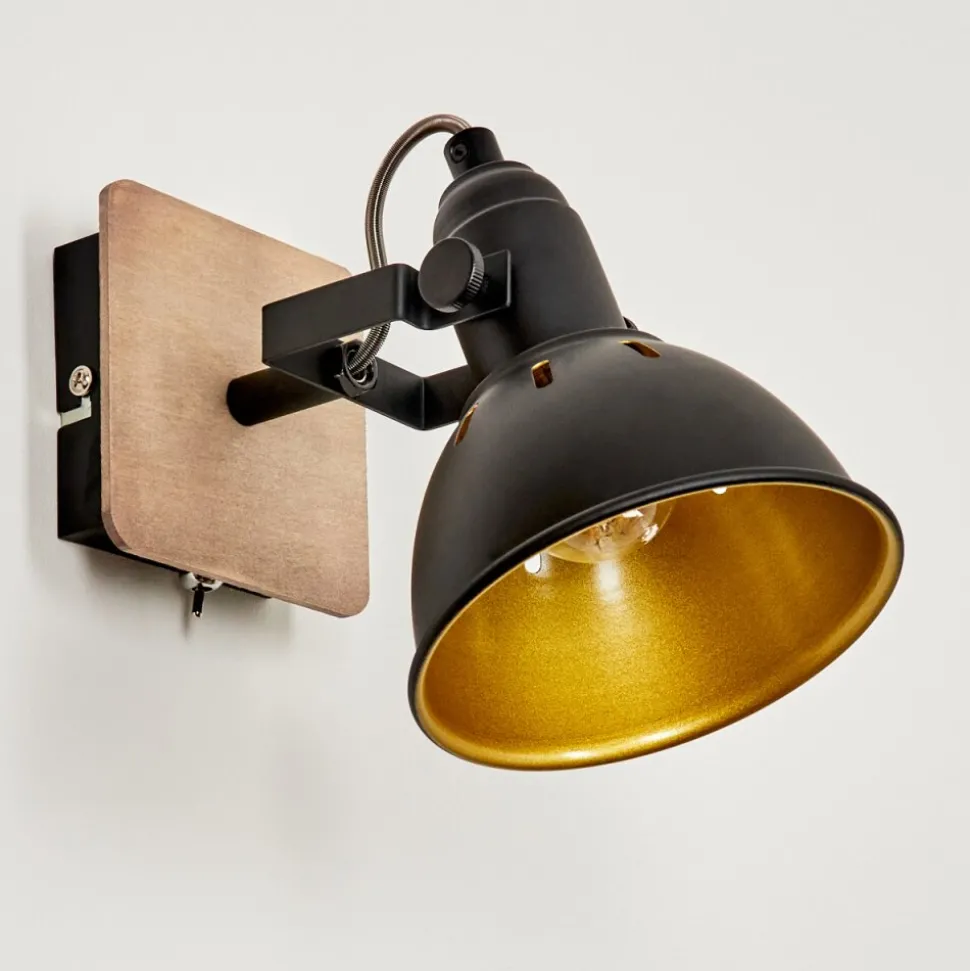 Applique Muraletina Chrome, Bois Fonce, Noir, 1 Lumiere