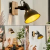 Applique Muraletina Chrome, Bois Clair, Noir, 1 Lumiere