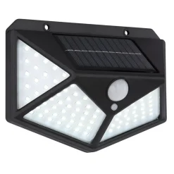 Applique Solaire Globo Led Noir, Transparent, 100 Lumieres, Detecteur De Mouvement