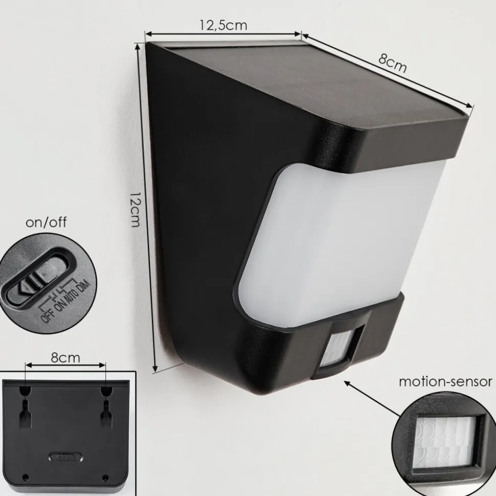 Applique Solairecolchagua Led Noir, Blanc, 1 Lumiere, Detecteur De Mouvement