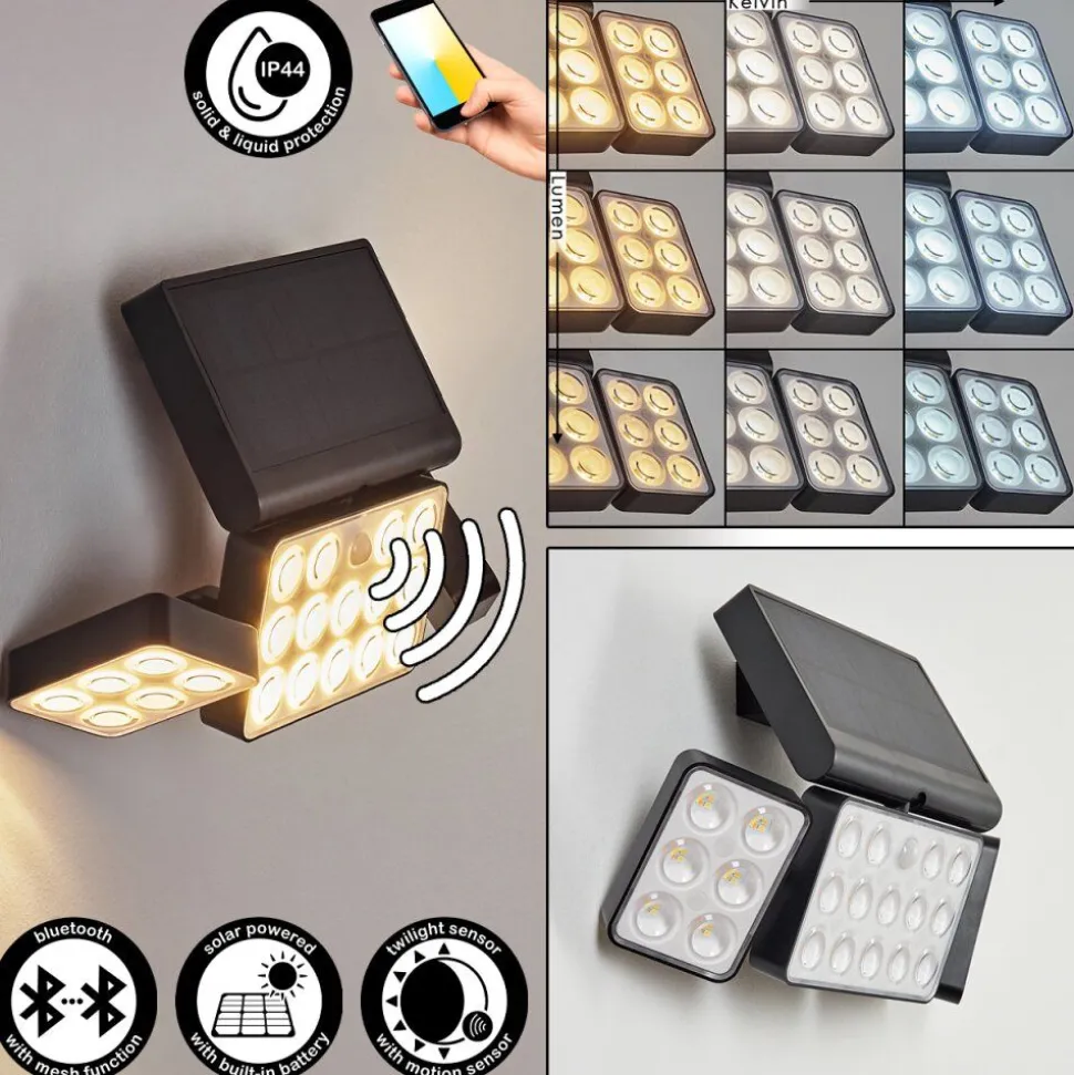 Applique Solaireestampes Led Anthracite, 1 Lumiere, Detecteur De Mouvement