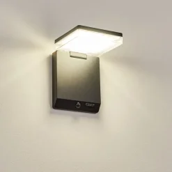 Applique Solairelonquimai Led Noir, 1 Lumiere, Detecteur De Mouvement