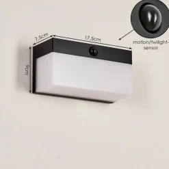 Applique Solairemalalhue Led Noir, 1 Lumiere, Detecteur De Mouvement