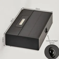 Applique Solaireseilhac Led Noir, 1 Lumiere, Detecteur De Mouvement