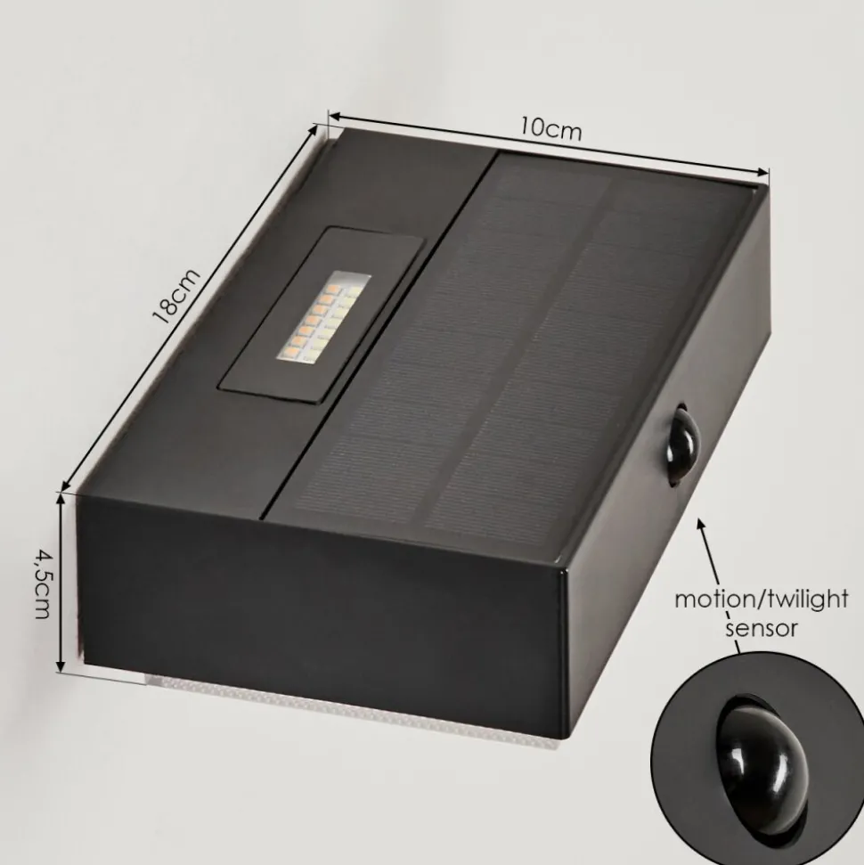Applique Solaireseilhac Led Noir, 1 Lumiere, Detecteur De Mouvement