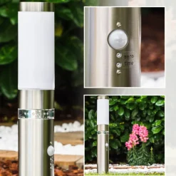 Borne D'Eclairage Avize Acier Inoxydable, 1 Lumiere, Detecteur De Mouvement