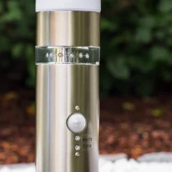 Borne D'Eclairage Avize Acier Inoxydable, 1 Lumiere, Detecteur De Mouvement