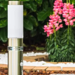 Borne D'Eclairage Avize Acier Inoxydable, 1 Lumiere, Detecteur De Mouvement