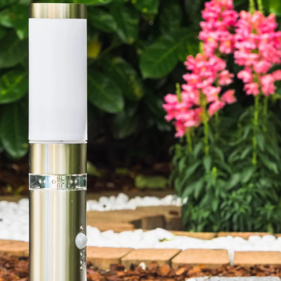 Borne D'Eclairage Avize Acier Inoxydable, 1 Lumiere, Detecteur De Mouvement