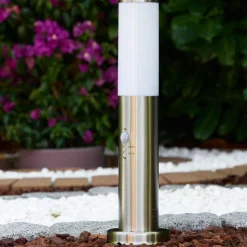 Borne D'Eclairage Caserta Acier Inoxydable, 1 Lumiere, Detecteur De Mouvement
