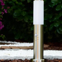 Borne D'Eclairage Caserta Acier Inoxydable, 1 Lumiere, Detecteur De Mouvement