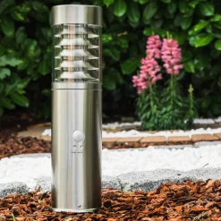 Borne D'Eclairage Dakar Acier Inoxydable, 1 Lumiere, Detecteur De Mouvement