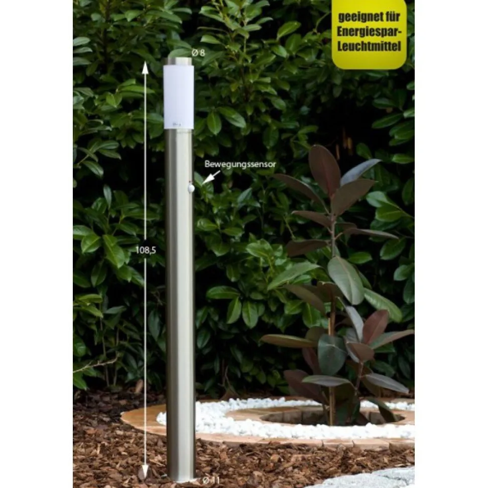 Borne D'Eclairage Massive Mygarden Utrecht Acier Inoxydable, Blanc, 1 Lumiere, Detecteur De Mouvement