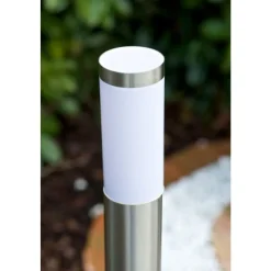 Borne D'Eclairage Massive Mygarden Utrecht Acier Inoxydable, Blanc, 1 Lumiere, Detecteur De Mouvement