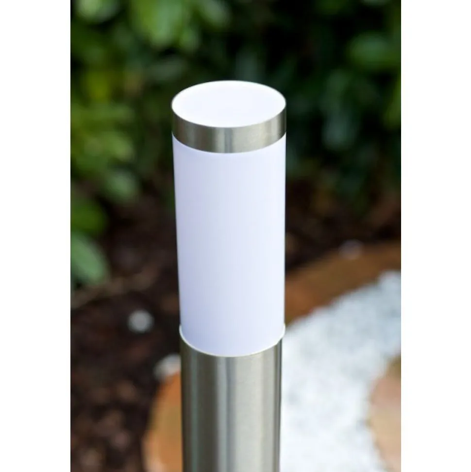 Borne D'Eclairage Massive Mygarden Utrecht Acier Inoxydable, Blanc, 1 Lumiere, Detecteur De Mouvement