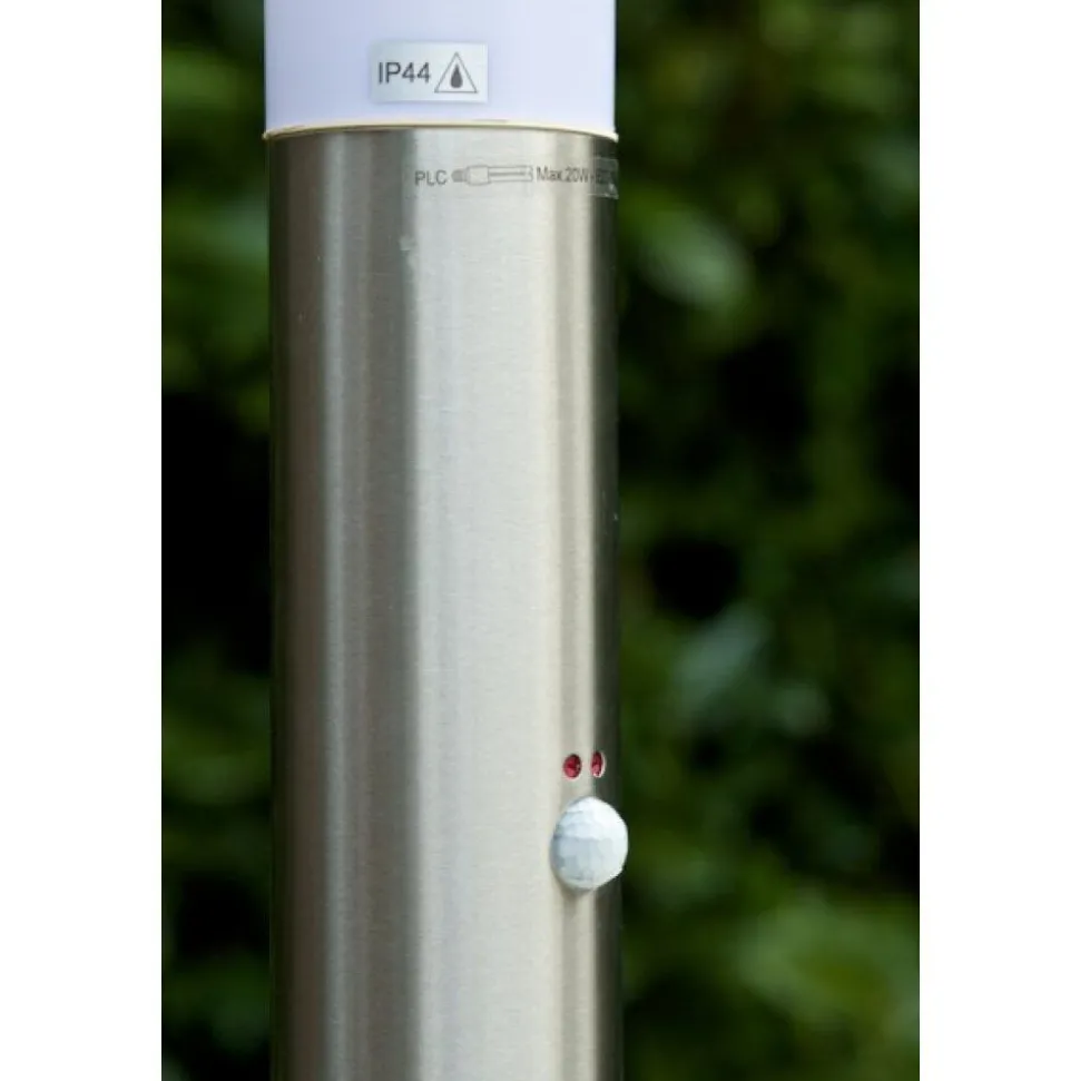 Borne D'Eclairage Massive Mygarden Utrecht Acier Inoxydable, Blanc, 1 Lumiere, Detecteur De Mouvement