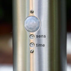 Borne D'Eclairage Tunes Acier Inoxydable, 1 Lumiere, Detecteur De Mouvement