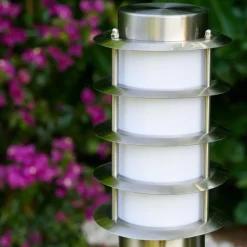 Borne D'Eclairage Tunes Acier Inoxydable, 1 Lumiere, Detecteur De Mouvement