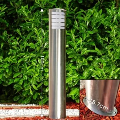 Borne Lumineuse Alslev Acier Inoxydable, 1 Lumiere