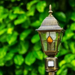 Borne Lumineuse Antibes Brun Dore, 1 Lumiere, Detecteur De Mouvement