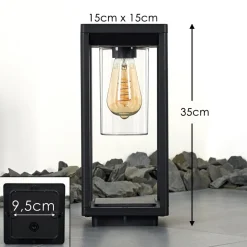 Borne Lumineuse Baoshan Noir, 1 Lumiere