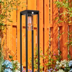Borne Lumineuse Baoshan Noir, 1 Lumiere, Detecteur De Mouvement