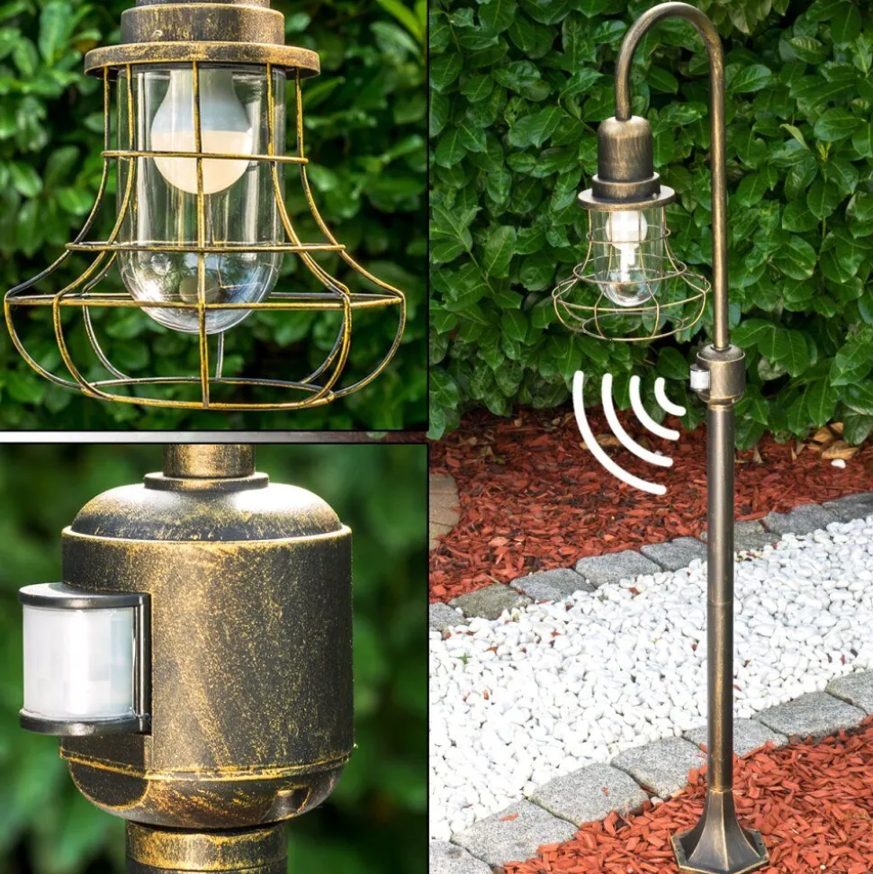 Borne Lumineuse Borkan Brun Dore, 1 Lumiere, Detecteur De Mouvement
