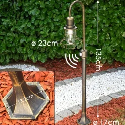 Borne Lumineuse Borkan Brun Dore, 1 Lumiere, Detecteur De Mouvement