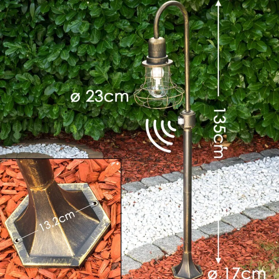 Borne Lumineuse Borkan Brun Dore, 1 Lumiere, Detecteur De Mouvement