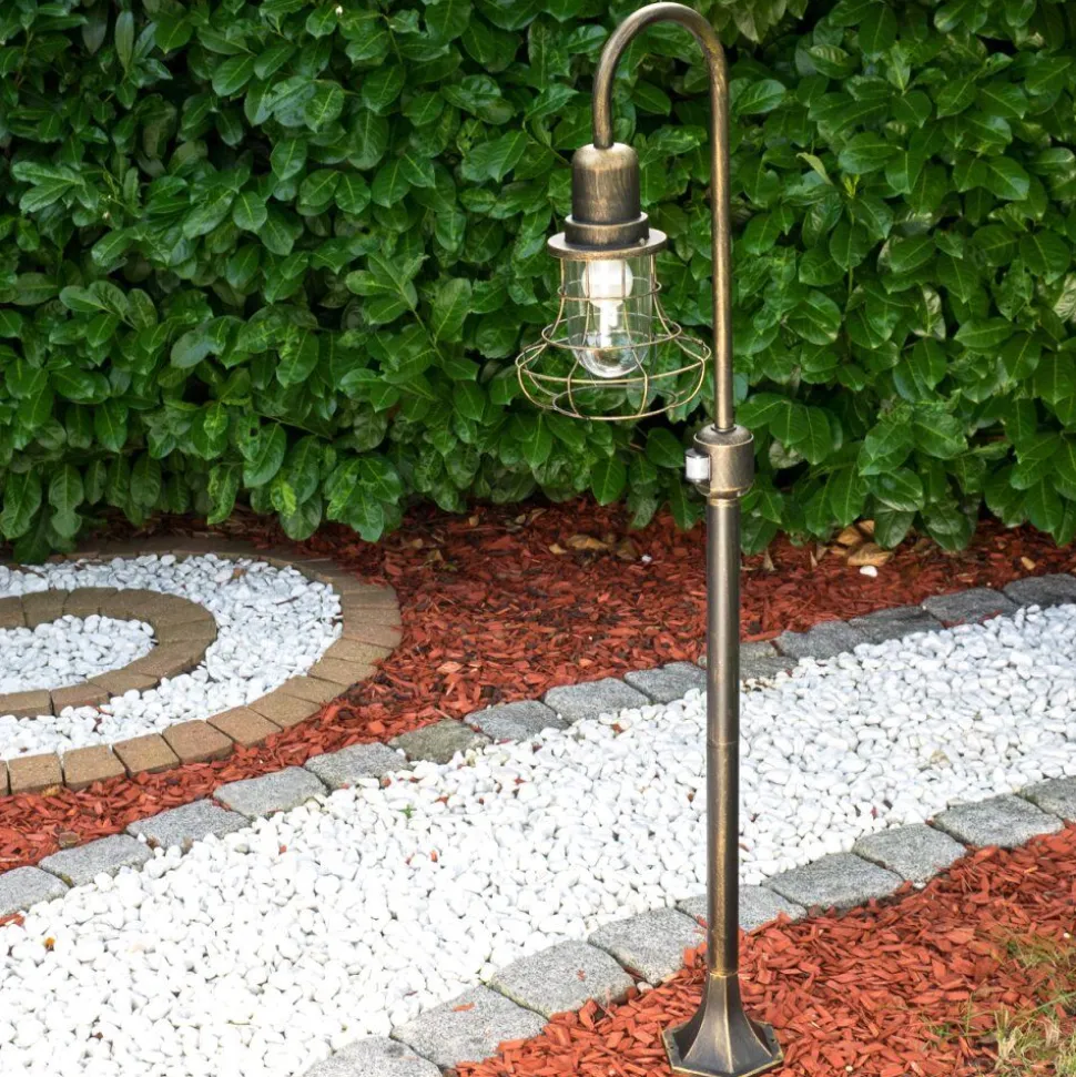 Borne Lumineuse Borkan Brun Dore, 1 Lumiere, Detecteur De Mouvement