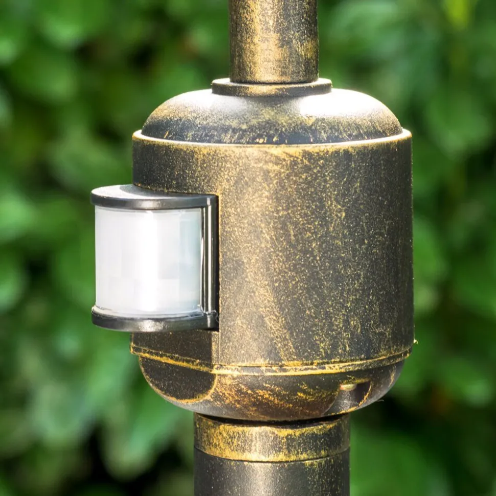 Borne Lumineuse Borkan Brun Dore, 1 Lumiere, Detecteur De Mouvement