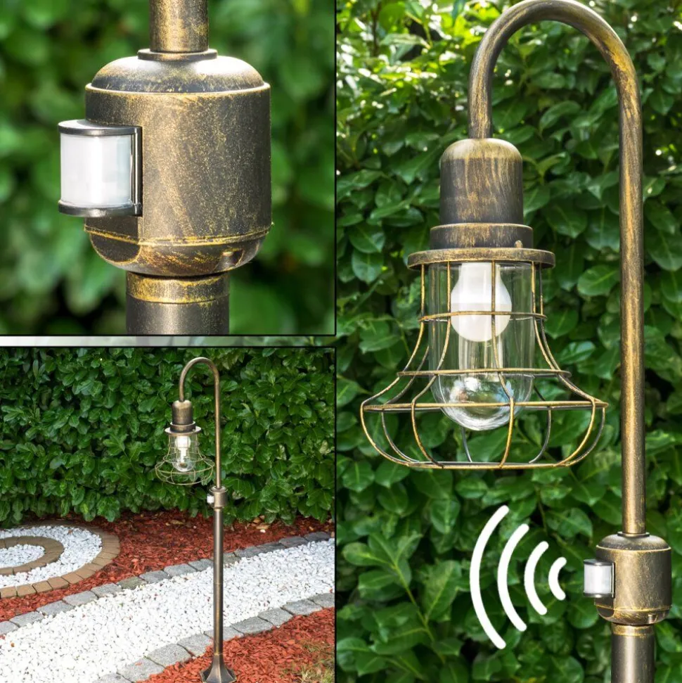 Borne Lumineuse Borkan Brun Dore, 1 Lumiere, Detecteur De Mouvement