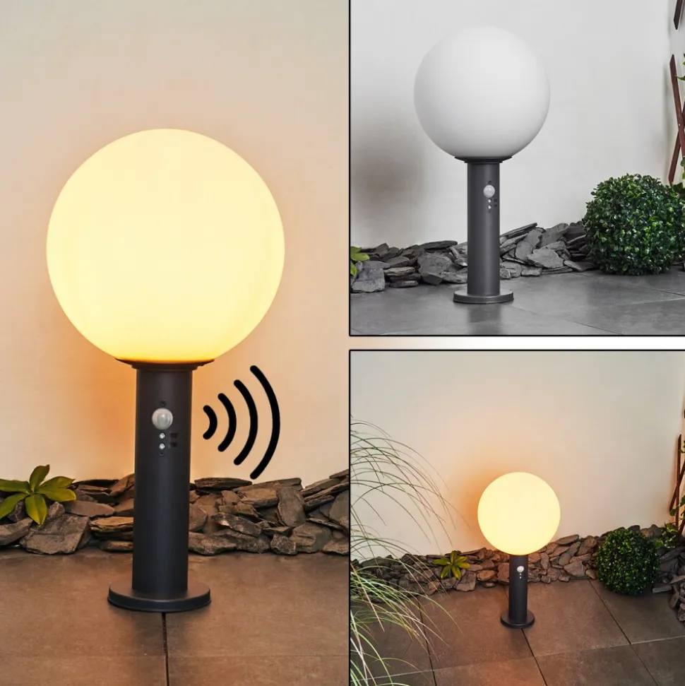 Borne Lumineuse Bubodefo Anthracite, 1 Lumiere, Detecteur De Mouvement