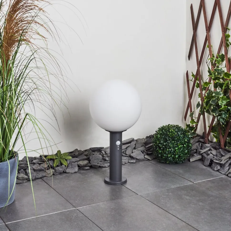 Borne Lumineuse Bubodefo Anthracite, 1 Lumiere, Detecteur De Mouvement