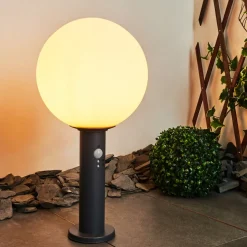 Borne Lumineuse Bubodefo Anthracite, 1 Lumiere, Detecteur De Mouvement