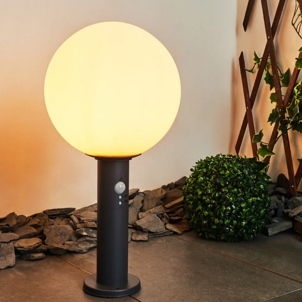 Borne Lumineuse Bubodefo Anthracite, 1 Lumiere, Detecteur De Mouvement