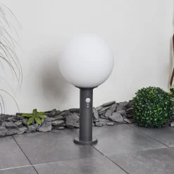 Borne Lumineuse Bubodefo Anthracite, 1 Lumiere, Detecteur De Mouvement