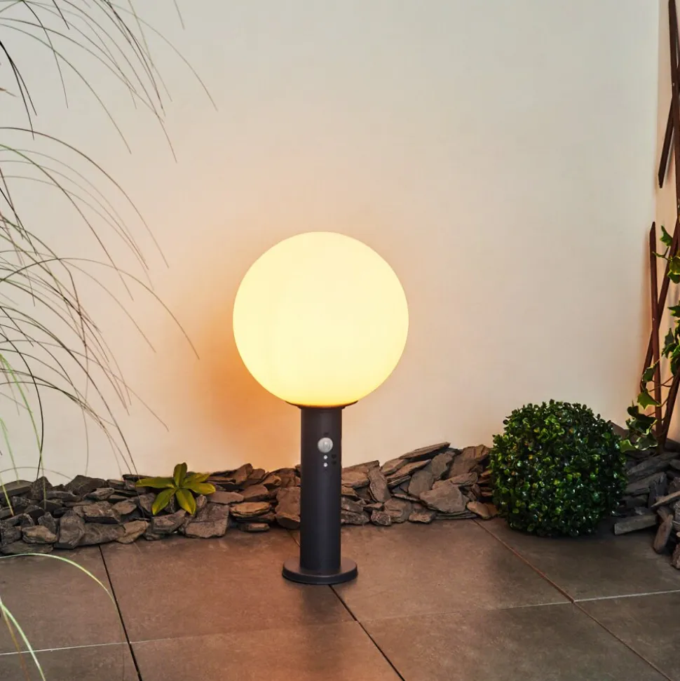 Borne Lumineuse Bubodefo Anthracite, 1 Lumiere, Detecteur De Mouvement