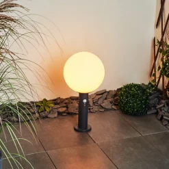 Borne Lumineuse Bubodefo Anthracite, 1 Lumiere, Detecteur De Mouvement