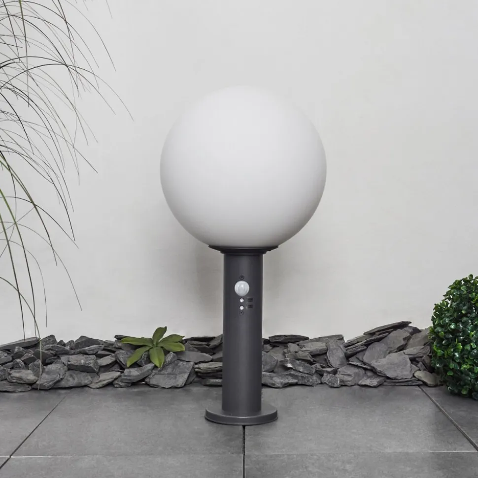 Borne Lumineuse Bubodefo Anthracite, 1 Lumiere, Detecteur De Mouvement