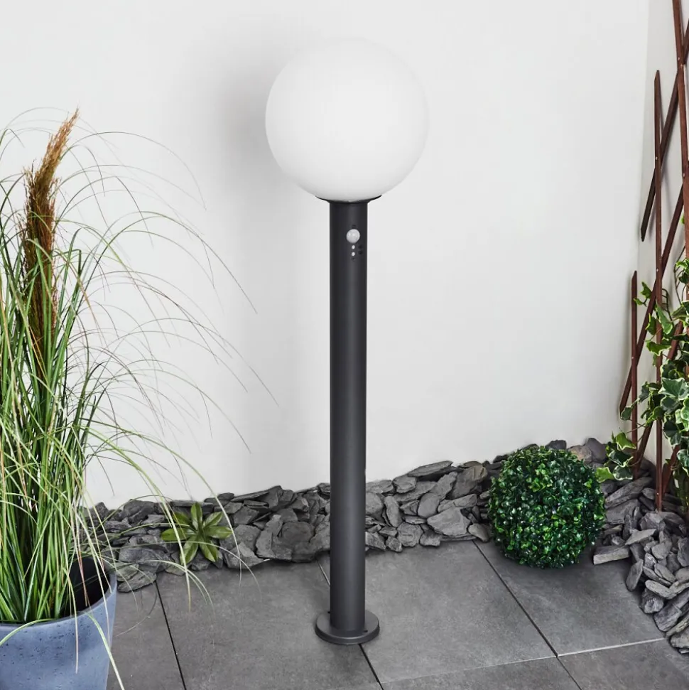 Borne Lumineuse Bubodefo Anthracite, 1 Lumiere, Detecteur De Mouvement