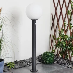Borne Lumineuse Bubodefo Anthracite, 1 Lumiere, Detecteur De Mouvement